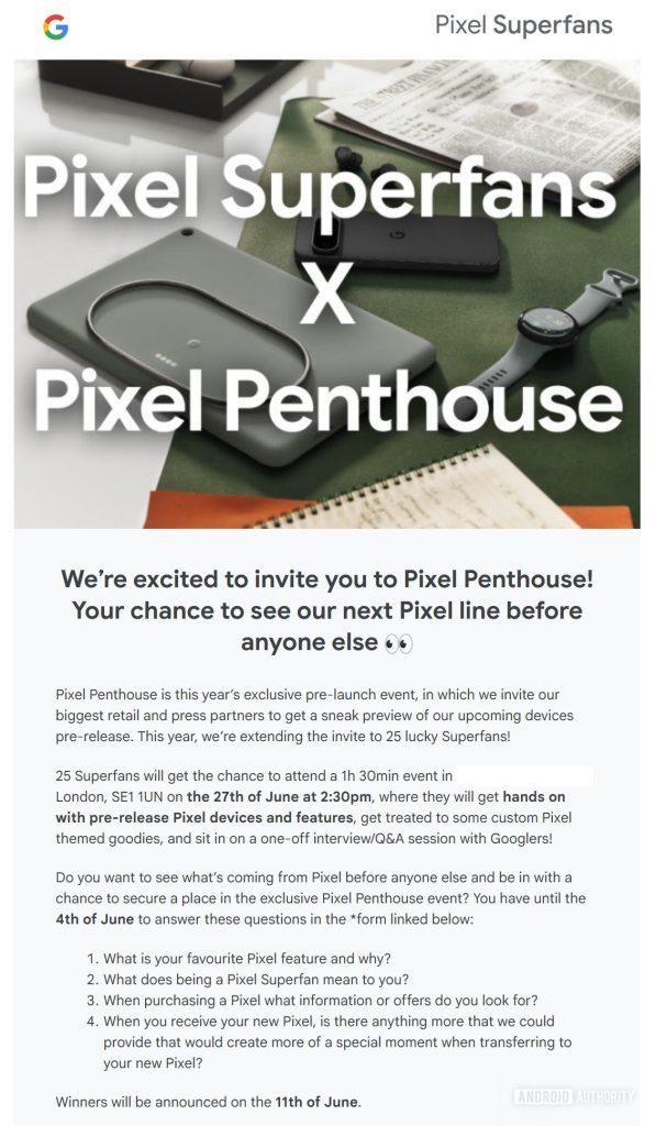 google pixel 10 25 lucky fans selected from Google’s email invite contes