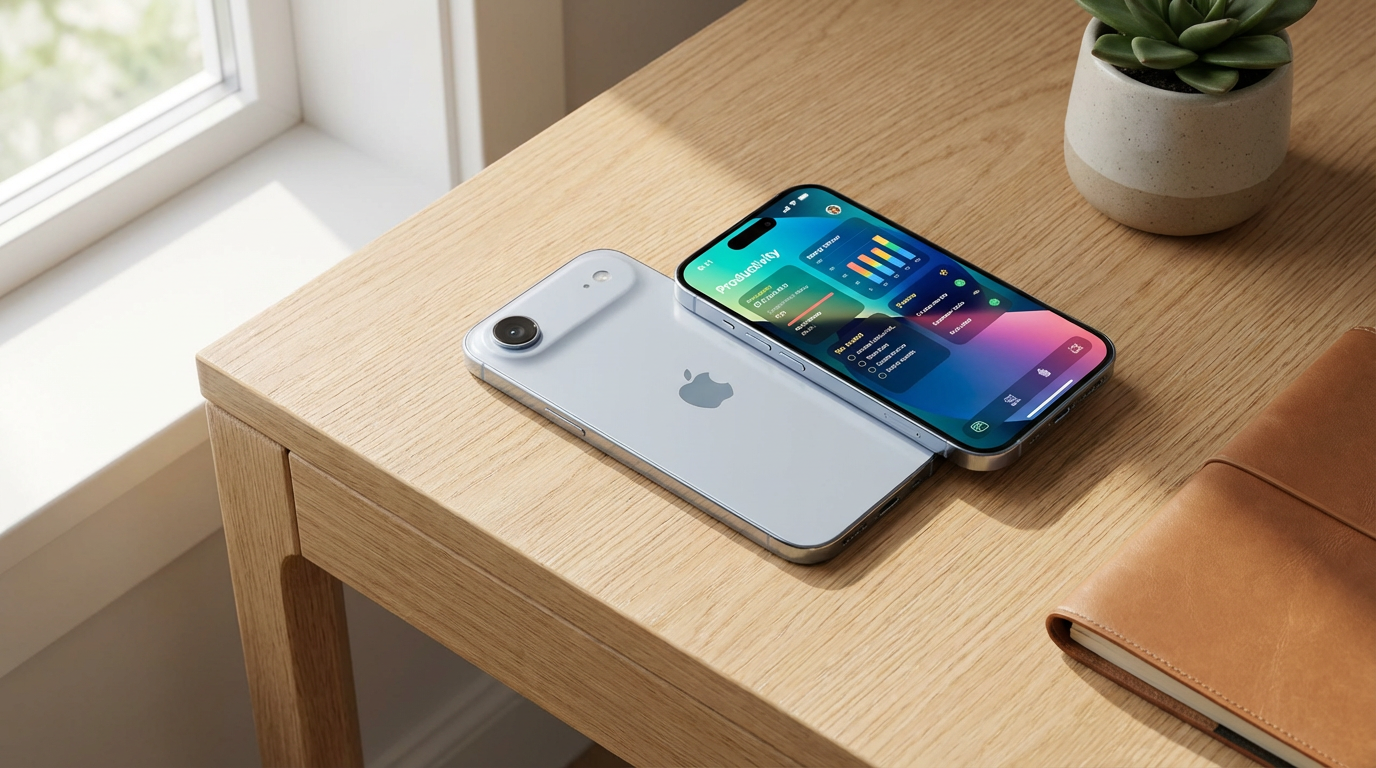 iPhone Air on a Wooden Desk